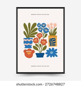 Plantillas editables del cartel floral con las ilustraciones botánicas y abstractas de la flor
