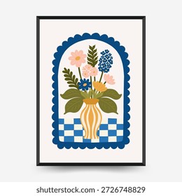 Plantillas editables del cartel floral con las ilustraciones botánicas y abstractas de la flor