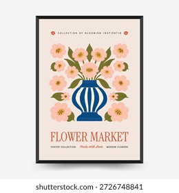Editable floral poster templates with botanical and abstract flower illustrations