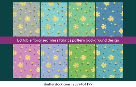 Editable floral seamless fabrics pattern background design for use.