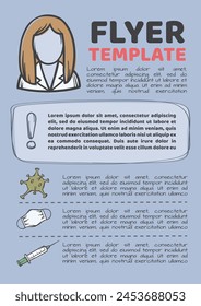 Editable flyer template design related to medicine, health, pandemic and vaccination. Vector illustration for print