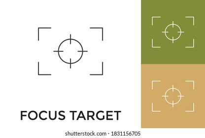 Editable Focus or Target Thin Line Icon with Title. Useful For Mobile Application, Website, Software and Print Media.