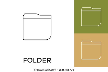 Editable Folder Thin Line Icon with Title. Useful For Mobile Application, Website, Software and Print Media.