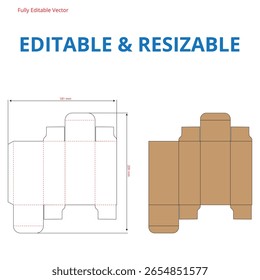 Caja plegable editable Embalaje Dieline Plantilla | Vector de corte y pliegue
