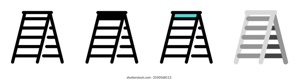 Editable folding ladder, step, stepladder vector icon. Construction, tools, industry. Part of a big icon set family. Perfect for web and app interfaces, presentations, infographics, etc