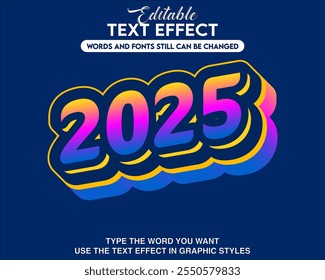 Editable font effect new year 2025 style