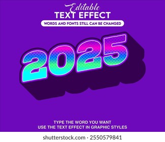 Editable font effect new year 2025 style