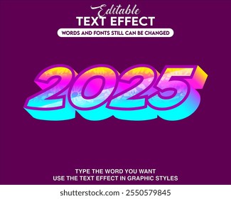 Editable font effect new year 2025 style