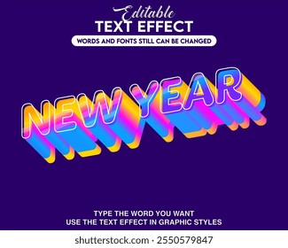 Estilo de año nuevo con efecto de fuente editable