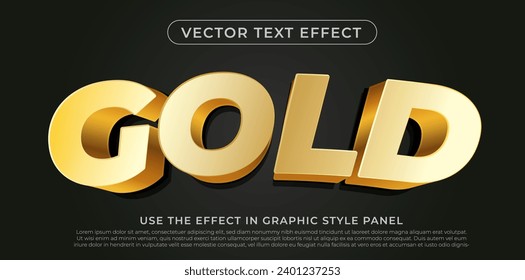 editable font style Gold Text Effect in black background