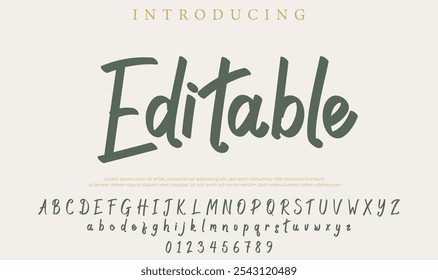 Editable Font Stylish brush painted an uppercase vector letters, alphabet, typeface
