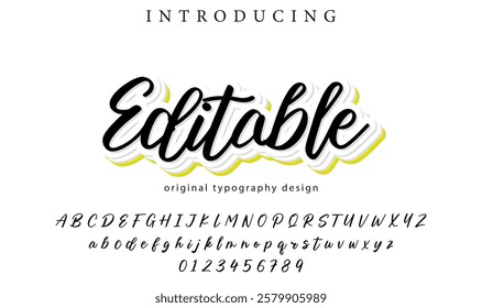 Editable Font Stylish brush painted an uppercase vector letters, alphabet, typeface