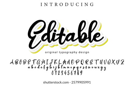 Editable Font Stylish brush painted an uppercase vector letters, alphabet, typeface
