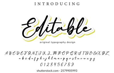 Editable Font Stylish brush painted an uppercase vector letters, alphabet, typeface