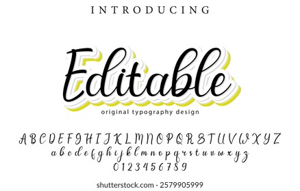 Editable Font Stylish brush painted an uppercase vector letters, alphabet, typeface