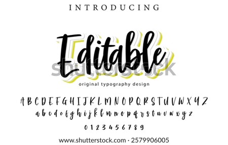 Editable Font Stylish brush painted an uppercase vector letters, alphabet, typeface