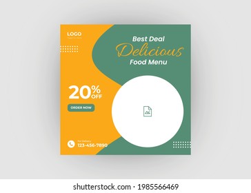 Editable Food Bank Social Media Post Template. Food Truck Social Media Post Template. Restaurant Food Promotion Social Media Post Design.