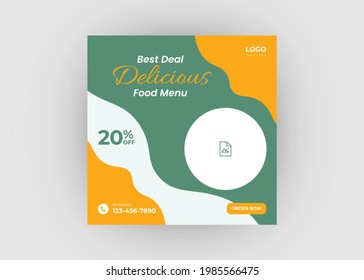 Editable Food Bank Social Media Post Template. Food Truck Social Media Post Template. Restaurant Food Promotion Social Media Post Design.