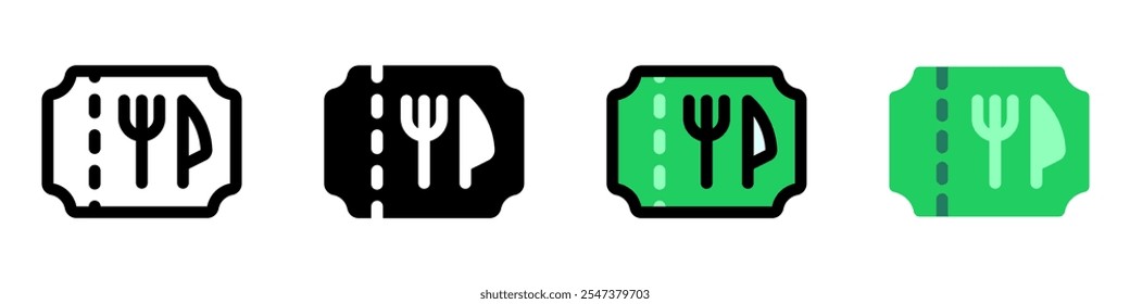 Icono editable del Vector de la venta del descuento del boleto del Cupón de la comida. Parte de una gran familia de iconos. Perfecto para interfaces de Web y App, presentaciones, infografías, etc