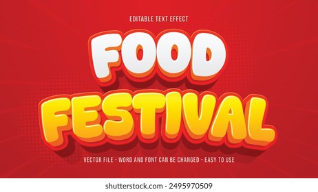 Editable food festival 3d text effect, cartoon style template