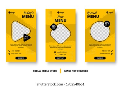 Editable food menu banner social media templates post and story. Perfect for promotions and marketing on social media.