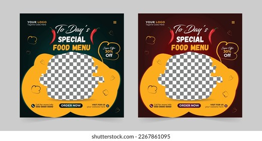 Editable food menu restaurant business marketing social media post and Digital marketing promotion ads sales and discount web banner vector template design