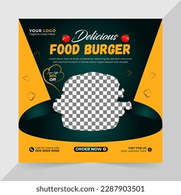 Editable food menu restaurant business marketing social media post and Digital marketing promotion ads sales and discount web banner vector template design