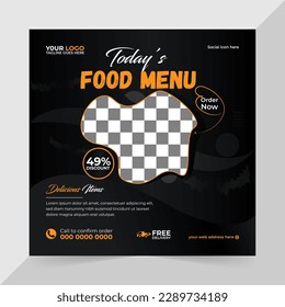 Editable food menu restaurant business marketing social media post and Digital marketing promotion ads sales and discount web banner vector template design