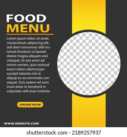 Editable food menu sale template with free space for picture. Perfect for social media post advertising.