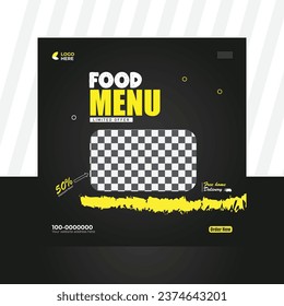 Editable Food menu social media post banner for advertisment