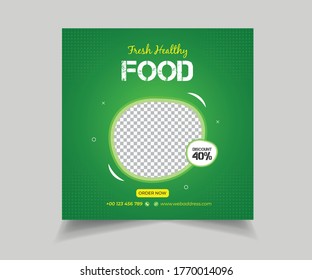 Editable Food and Restaurant Social Media Post Template Design. Social media banner for food business. Food social media template. Vegetable, Junk Food