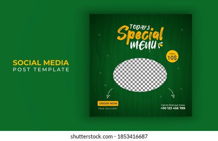Editable Food and Restaurant Social Media Post Template Design. Social media banner for food business. Food social media template