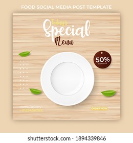 Editable Food And Restaurant Social Media Post Template Design. Social Post Banner Ads