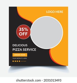 Editable Food and Restaurant Social Media Post Template Design. Social media banner for food business. Editable minimal square banner template