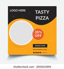 Editable Food and Restaurant Social Media Post Template Design. Social media banner for food business. Editable minimal square banner template