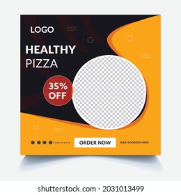 Editable Food and Restaurant Social Media Post Template Design. Social media banner for food business. Editable minimal square banner template
