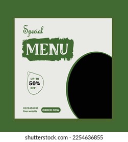 Editable Food and Restaurant Social Media Post Template Design. Social media banner for food business. Food social media template. Vegetable, Junk Food