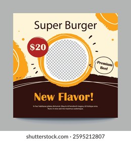 Editable food social post design, Fast food social media post design for restaurant