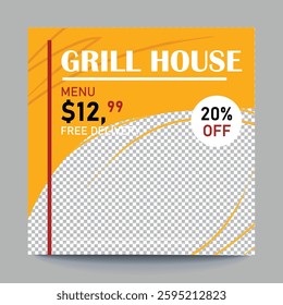 Editable food social post design, Fast food social media post design for restaurant