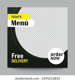 Editable food social post design, Fast food social media post design for restaurant