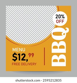 Editable food social post design, Fast food social media post design for restaurant