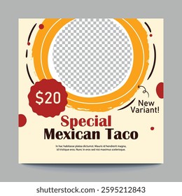 Editable food social post design, Fast food social media post design for restaurant
