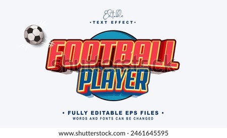 editable football player text effect.typhography logo