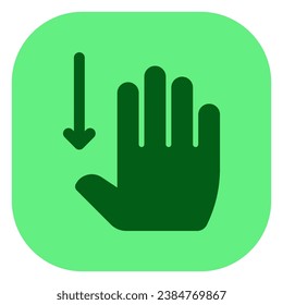 Cuatro dedos editables deslizan el icono del vector hacia abajo. Parte de una familia de iconos grandes. Perfecto para interfaces web y de aplicaciones, presentaciones, infografías, etc