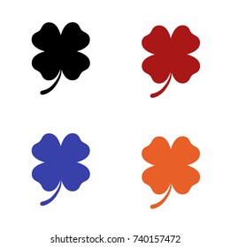 editable four leaf clover icon in black red blue and orange colors isolated for applications and web pages