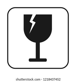 editable fragile object cardboard package sign vector icon, modern design, glyph style, modern concept