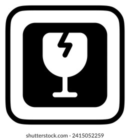 Icono de vector de signo frágil editable. Envío, entrega, comercio electrónico, transporte, logística. Parte de una familia de iconos grandes. Perfecto para interfaces web y de aplicaciones, presentaciones, infografías, etc