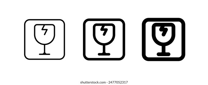 Bearbeitbares Symbol für fragile Zeichen-Vektorgrafik. Versand, Lieferung, E-Commerce, Transport, Logistik. Teil einer großen Icon-Set-Familie. Ideal für Web- und App-Interfaces, Präsentationen, Infografiken usw