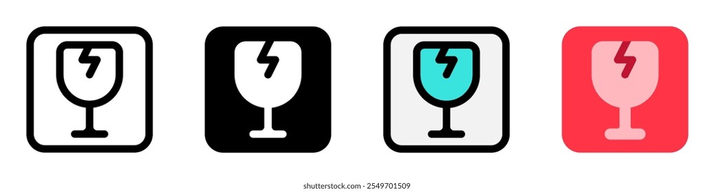 Icono de Vector de signo frágil editable. Envío, entrega, comercio electrónico, transporte, logística. Parte de una gran familia de iconos. Perfecto para interfaces de Web y App, presentaciones, infografías, etc