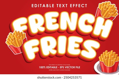 Editierbarer Pommes Frites Texteffekt mit Illustration von Pommes Frites